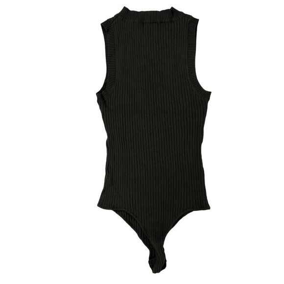 Altar'd State Women's Classy Granola Girl Green Ribbed Sleeveless Bodysuit / S - Picture 5 of 7